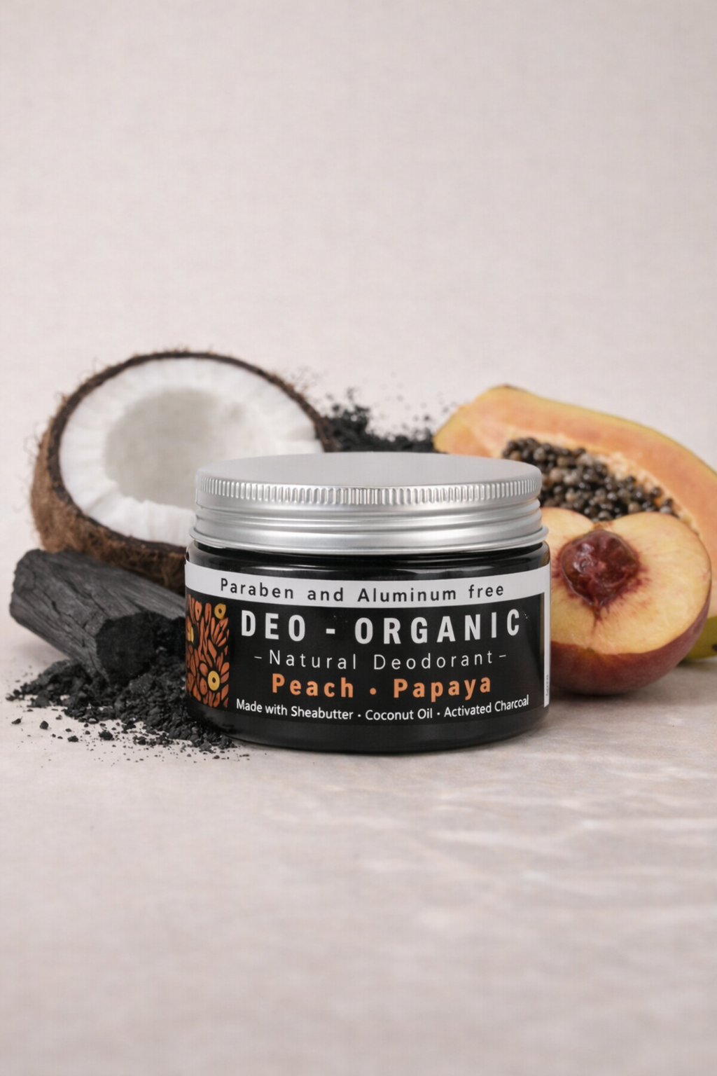 Organic Deodorant — Charcoal + Peach & Papaya