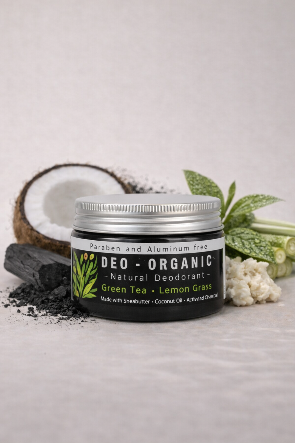 Organic Deodorant — Charcoal + Green Tea & Lemongrass